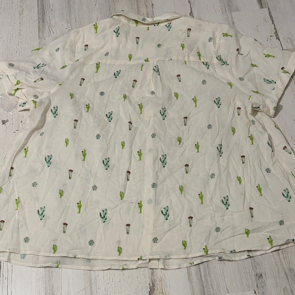 Modcloth White Cactus Print Button Down Shirt Size 2X - Picture 8 of 11